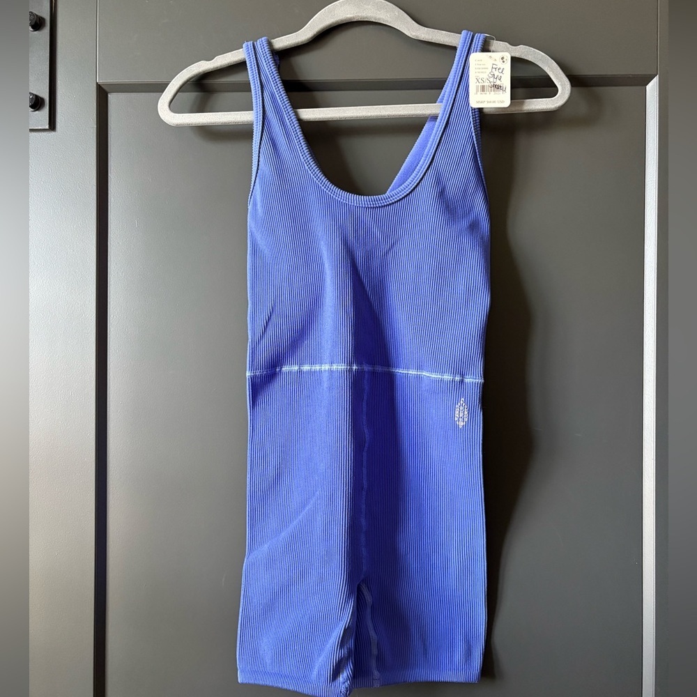 NWT FP Movement, Free Style Shortsie, Ribbed Tank Romper, Periwinkle